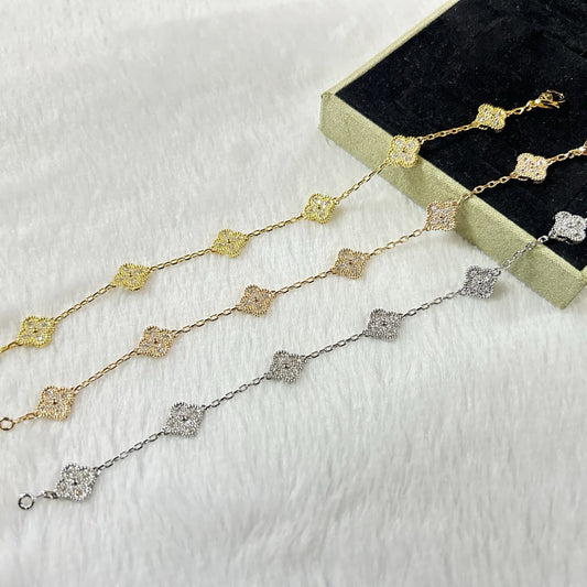 [Zalyn Jewelry ]CLOVER 6 MOTIF DIAMOND BRACELET