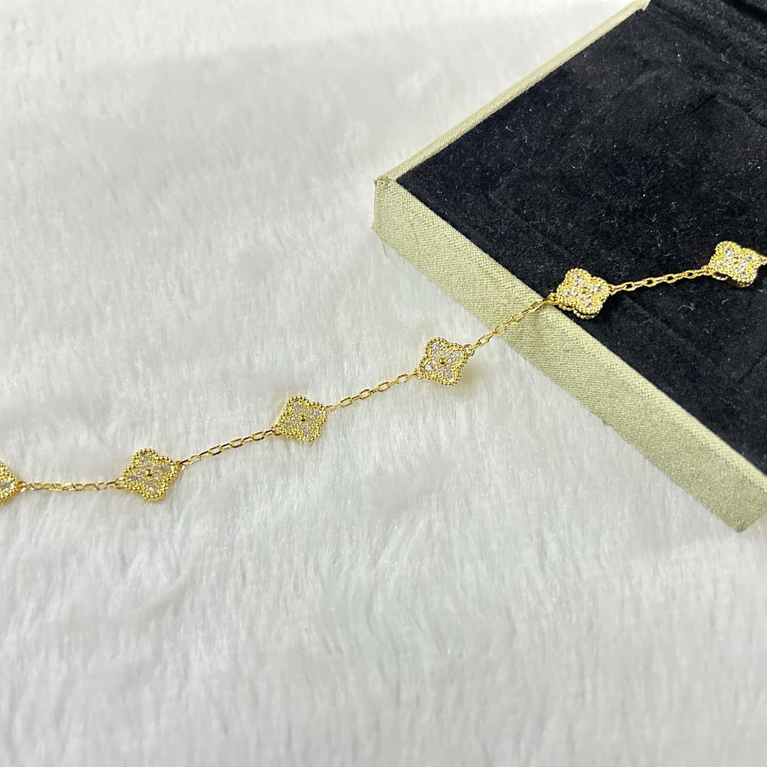 [Zalyn Jewelry ]CLOVER 6 MOTIF DIAMOND BRACELET