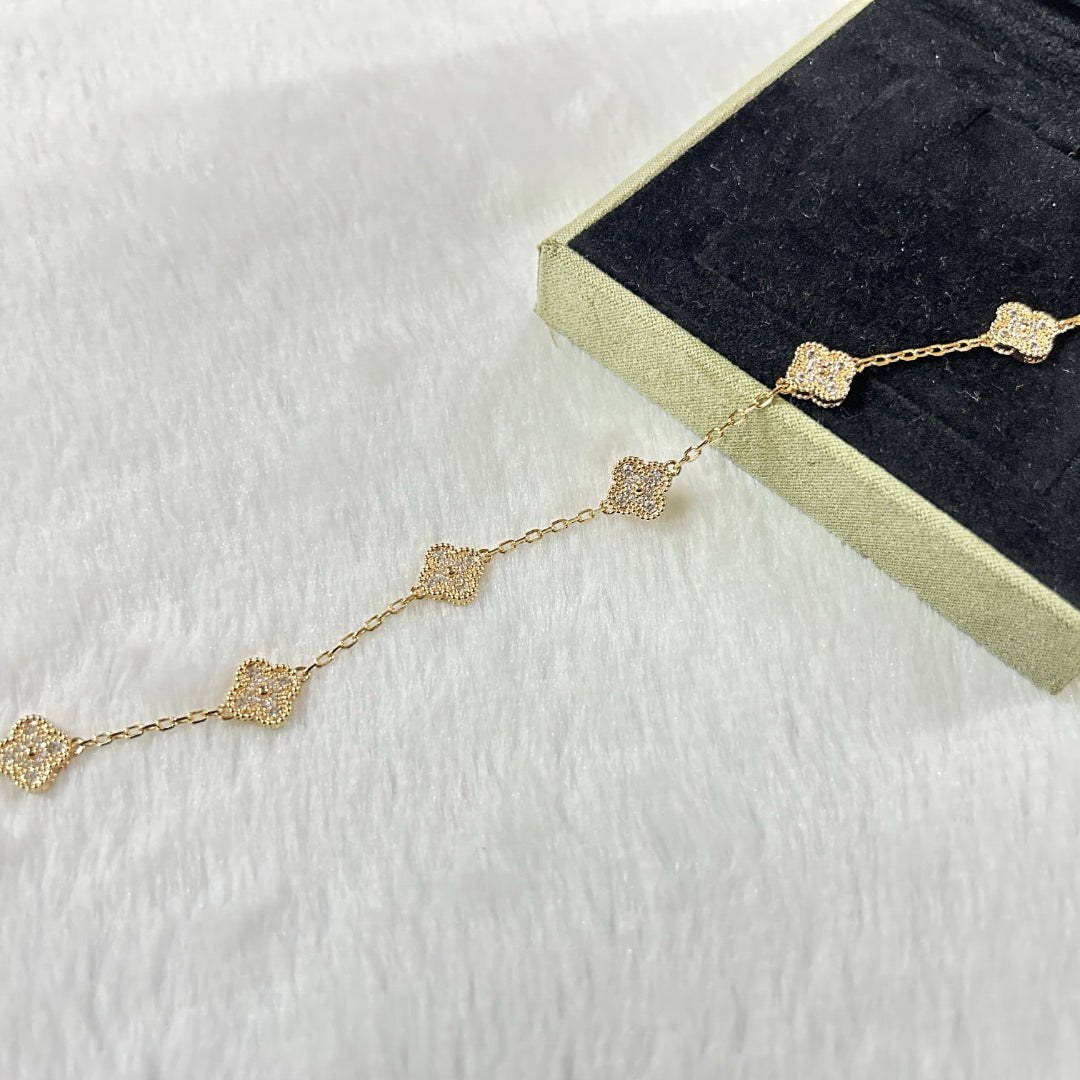 [Zalyn Jewelry ]CLOVER 6 MOTIF DIAMOND BRACELET