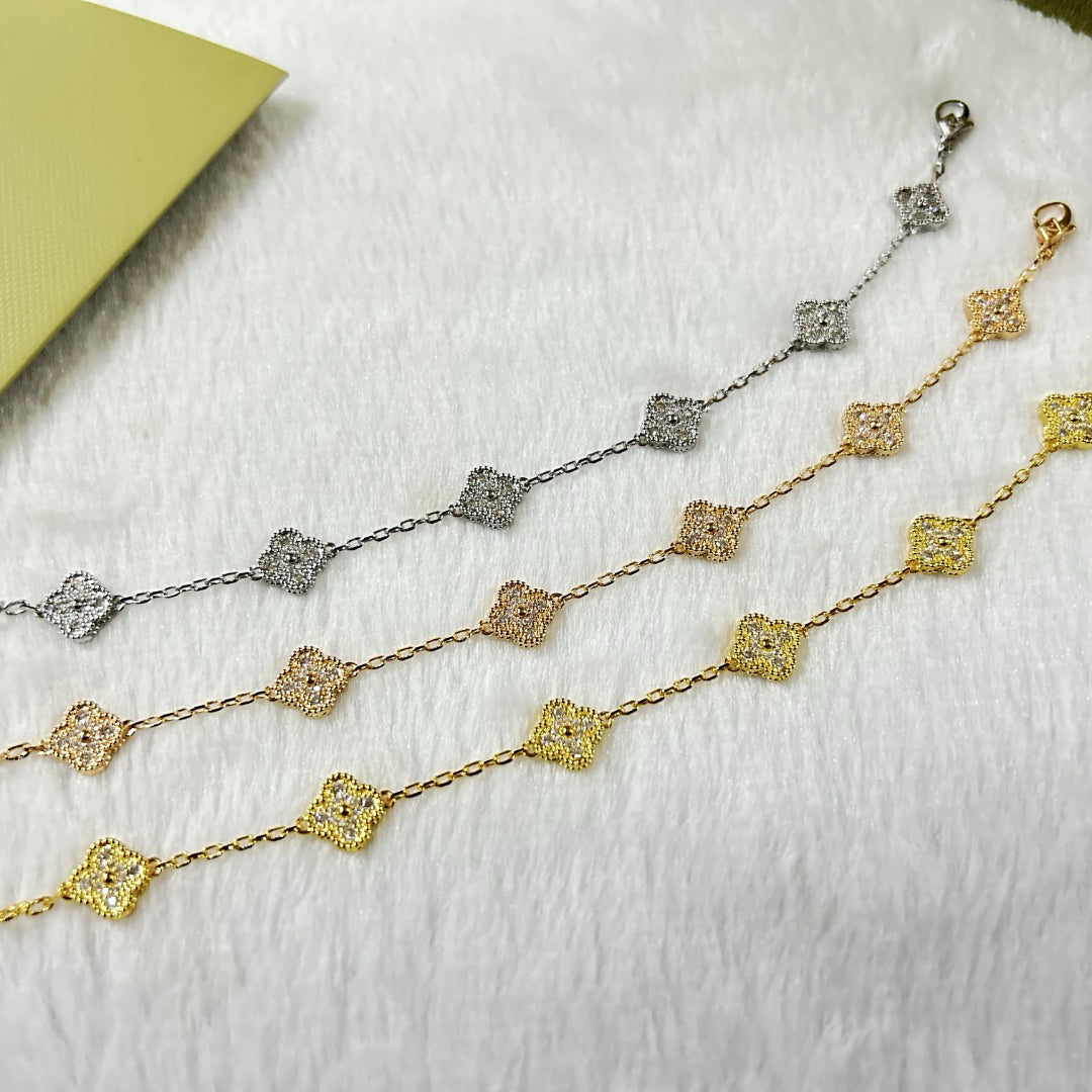 [Zalyn Jewelry ]CLOVER 6 MOTIF DIAMOND BRACELET