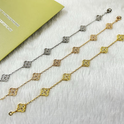 [Zalyn Jewelry ]CLOVER 6 MOTIF DIAMOND BRACELET