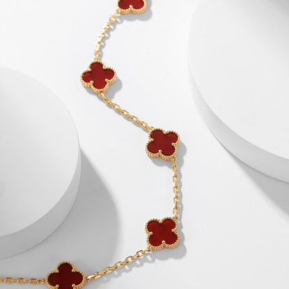 [Zalyn Jewelry ]CLOVER 10 MOTIFS CARNELIAN NECKLACE