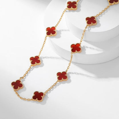 [Zalyn Jewelry ]CLOVER 10 MOTIFS CARNELIAN NECKLACE