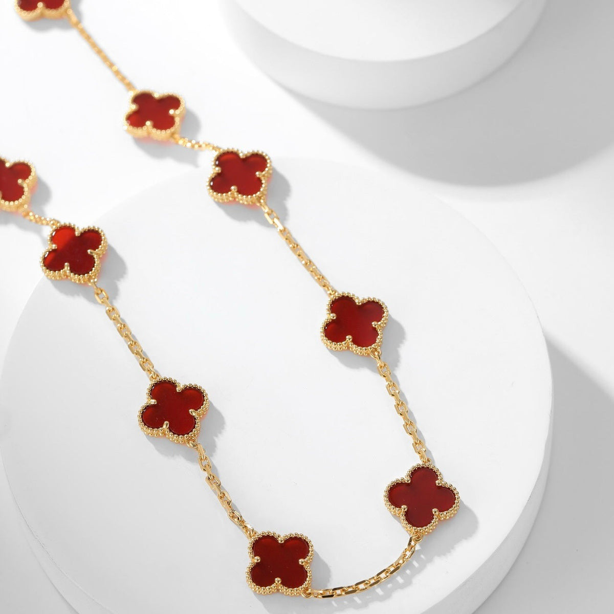 [Zalyn Jewelry ]CLOVER 10 MOTIFS CARNELIAN NECKLACE