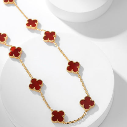 [Zalyn Jewelry ]CLOVER 10 MOTIFS CARNELIAN NECKLACE