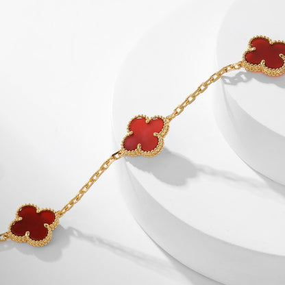 [Zalyn Jewelry ]CLOVER 10 MOTIFS CARNELIAN NECKLACE