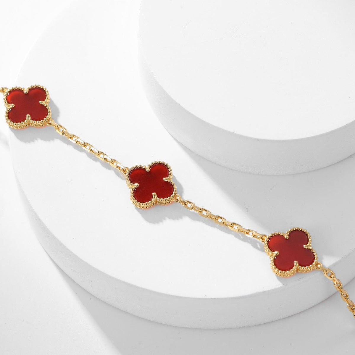[Zalyn Jewelry ]CLOVER 10 MOTIFS CARNELIAN NECKLACE