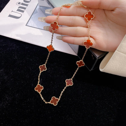 [Zalyn Jewelry ]CLOVER 10 MOTIFS CARNELIAN NECKLACE