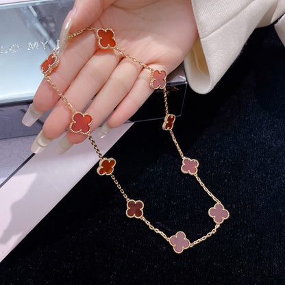 [Zalyn Jewelry ]CLOVER 10 MOTIFS CARNELIAN NECKLACE