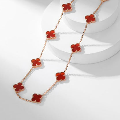 [Zalyn Jewelry ]CLOVER 10 MOTIFS CARNELIAN NECKLACE