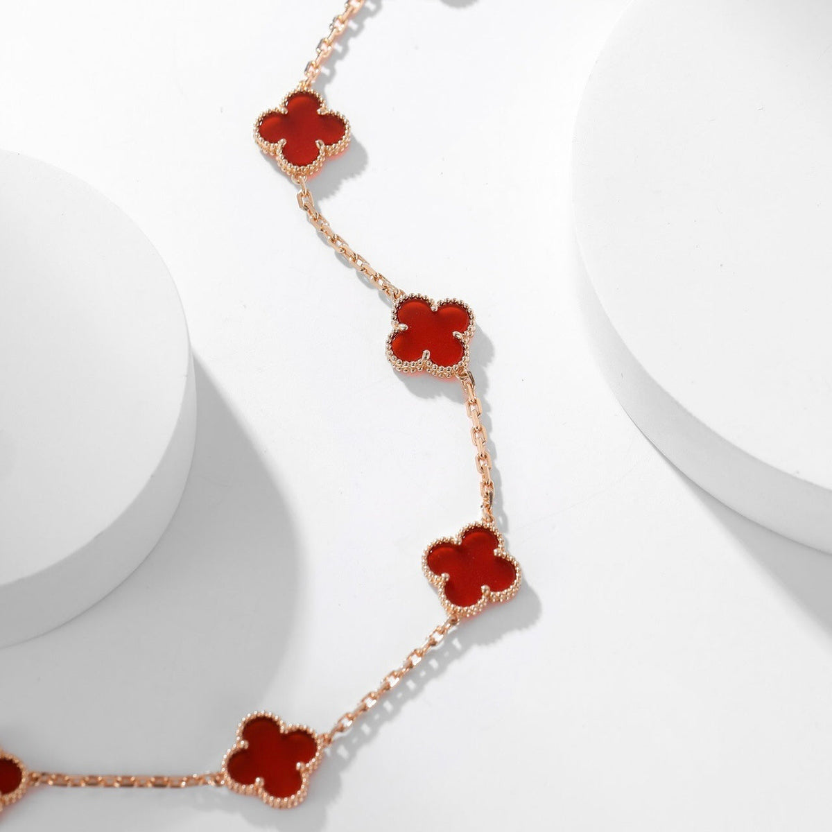 [Zalyn Jewelry ]CLOVER 10 MOTIFS CARNELIAN NECKLACE