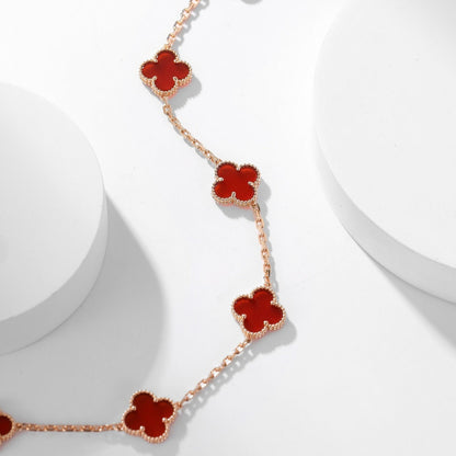[Zalyn Jewelry ]CLOVER 10 MOTIFS CARNELIAN NECKLACE