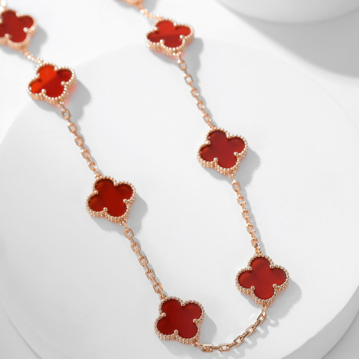 [Zalyn Jewelry ]CLOVER 10 MOTIFS CARNELIAN NECKLACE