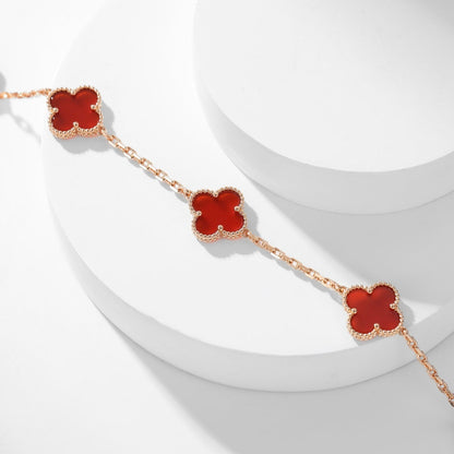 [Zalyn Jewelry ]CLOVER 10 MOTIFS CARNELIAN NECKLACE