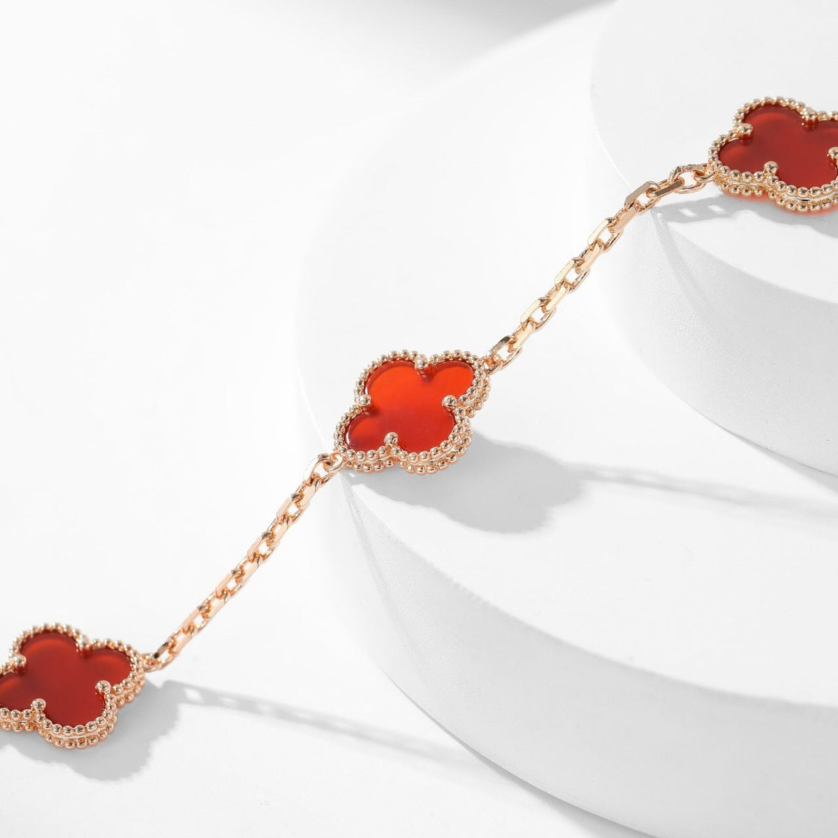 [Zalyn Jewelry ]CLOVER 10 MOTIFS CARNELIAN NECKLACE