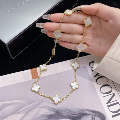 [Zalyn Jewelry ]CLOVER 10 MOTIFS WHITE MOTHER OF PEARL NECKLACE
