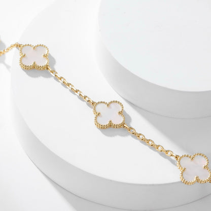 [Zalyn Jewelry ]CLOVER 10 MOTIFS WHITE MOTHER OF PEARL NECKLACE