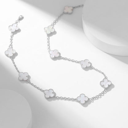 [Zalyn Jewelry ]CLOVER 10 MOTIFS WHITE MOTHER OF PEARL NECKLACE