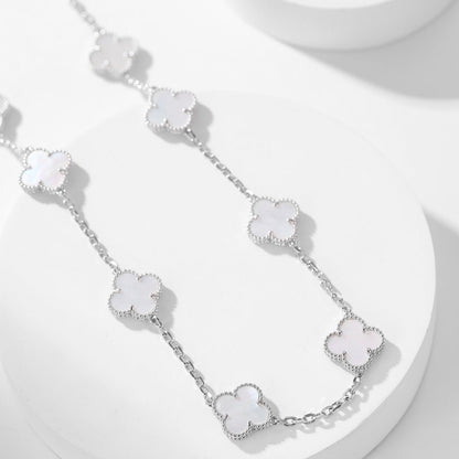 [Zalyn Jewelry ]CLOVER 10 MOTIFS WHITE MOTHER OF PEARL NECKLACE