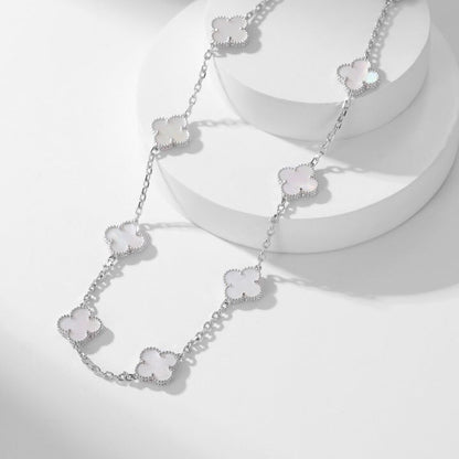 [Zalyn Jewelry ]CLOVER 10 MOTIFS WHITE MOTHER OF PEARL NECKLACE