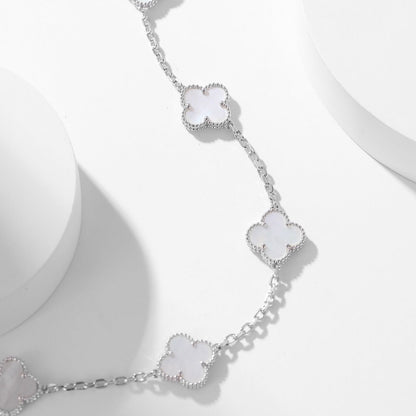 [Zalyn Jewelry ]CLOVER 10 MOTIFS WHITE MOTHER OF PEARL NECKLACE
