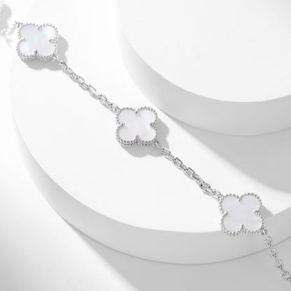 [Zalyn Jewelry ]CLOVER 10 MOTIFS WHITE MOTHER OF PEARL NECKLACE