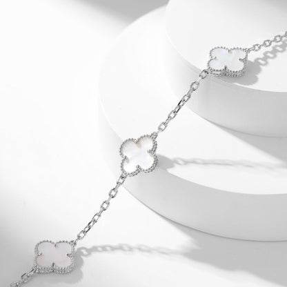 [Zalyn Jewelry ]CLOVER 10 MOTIFS WHITE MOTHER OF PEARL NECKLACE