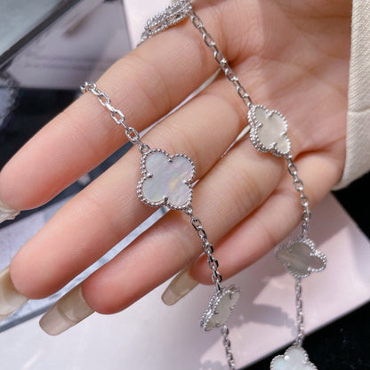 [Zalyn Jewelry ]CLOVER 10 MOTIFS WHITE MOTHER OF PEARL NECKLACE