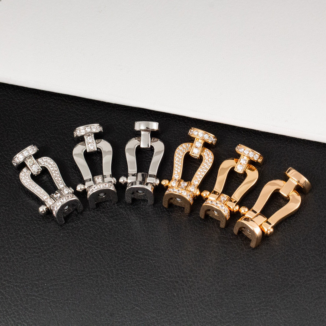 [Zalyn]FORCE LARGE HORSESHOE HALF DIAMOND BRACELET - ROSE GOLD