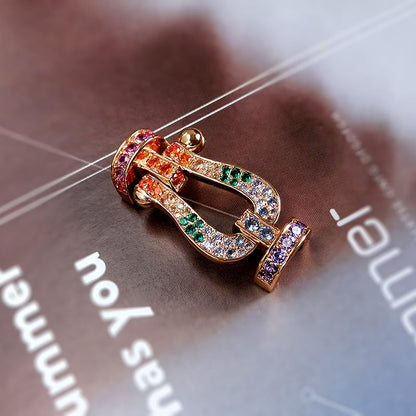 [Zalyn]FORCE LARGE HORSESHOE COLORED DIAMOND BRACELET - ROSE GOLD