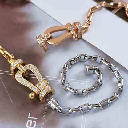 [Zalyn]FORCE LARGE HORSESHOE CLASP METAL BRACELET