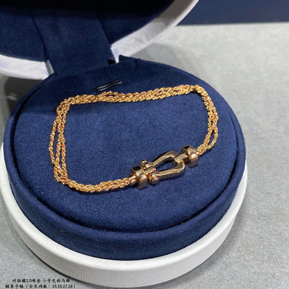 [Zalyn Jewelry ]FORCE SMALL HORSESHOE  DIAMOND CHAIN ROPE BRACELET