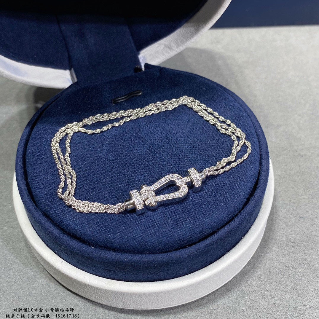 [Zalyn Jewelry ]FORCE SMALL HORSESHOE  DIAMOND CHAIN ROPE BRACELET