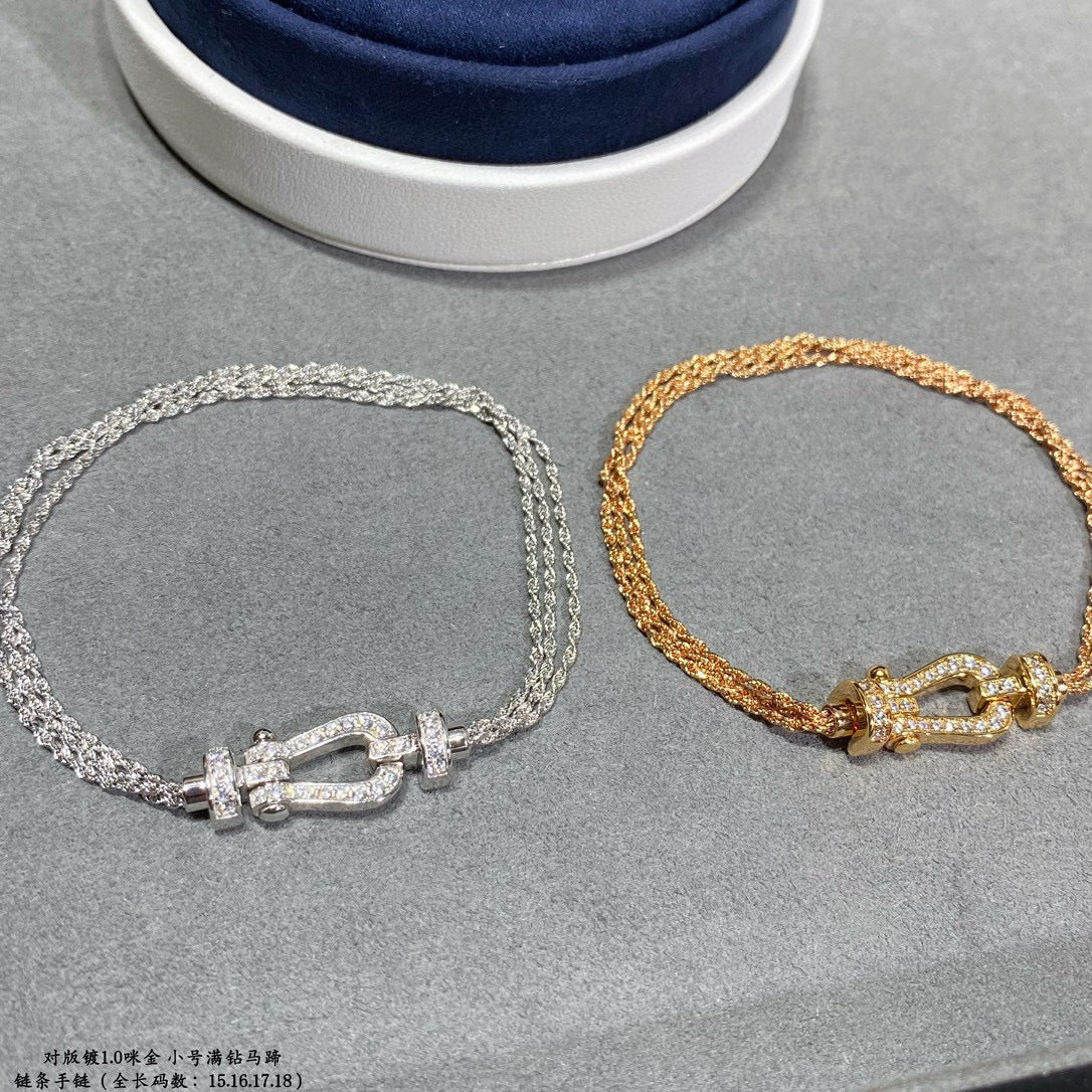 [Zalyn Jewelry ]FORCE SMALL HORSESHOE  DIAMOND CHAIN ROPE BRACELET