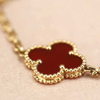 [Zalyn Jewelry ] CLOVER 5 MOTIF RED CORNELIAN BRACELET COLLECTION