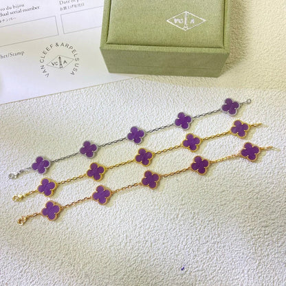 [Zalyn]LUCKY CLOVER 5-MOTIF BRACELET - VIOLET COLLECTION
