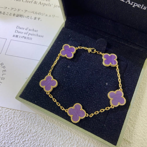 [Zalyn Jewelry ]CLOVER  5 MOTIFS  PURPLE VIOLET BRACELET