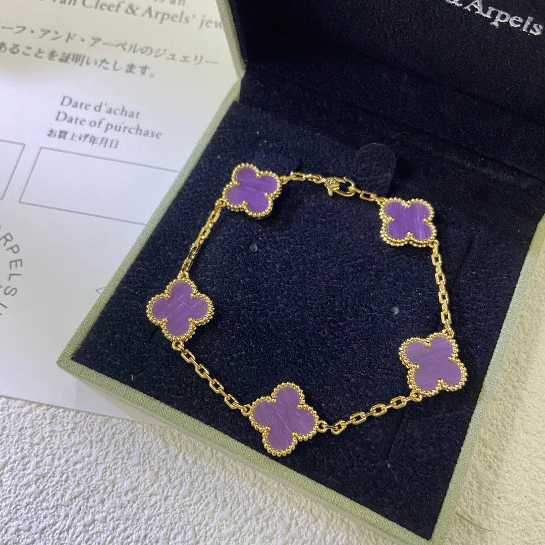 [Zalyn]LUCKY CLOVER 5-MOTIF BRACELET - VIOLET COLLECTION