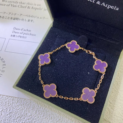 [Zalyn]LUCKY CLOVER 5-MOTIF BRACELET - VIOLET COLLECTION