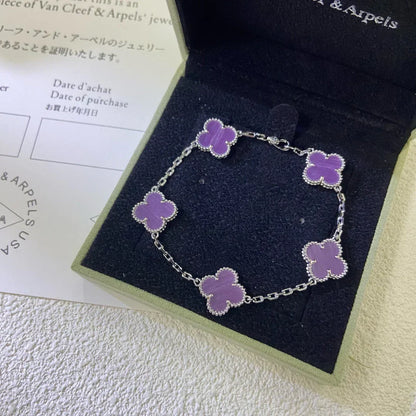[Zalyn Jewelry ] CLOVER 5 MOTIF VIOLET BRACELET COLLECTION