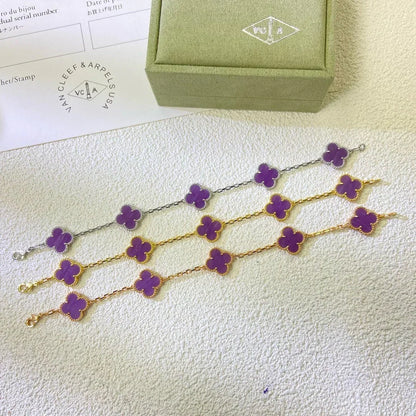 [Zalyn Jewelry ] CLOVER 5 MOTIF VIOLET BRACELET COLLECTION