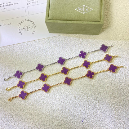 [Zalyn Jewelry ]CLOVER  5 MOTIFS  PURPLE VIOLET BRACELET