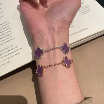 [Zalyn]LUCKY CLOVER 5-MOTIF BRACELET - VIOLET COLLECTION