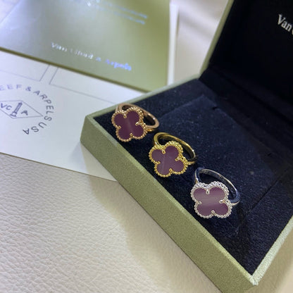 [Zalyn Jewelry ]CLOVER  PURPLE VIOLET RING