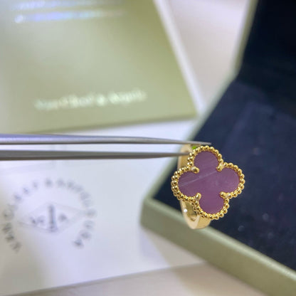 [Zalyn Jewelry ]CLOVER  PURPLE VIOLET RING