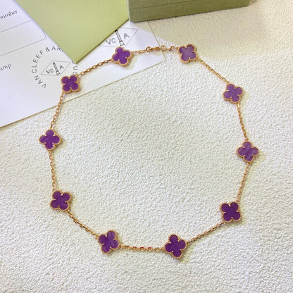 [Zalyn Jewelry ]CLOVER 10 MOTIFS  PURPLE VIOLET  NECKLACE