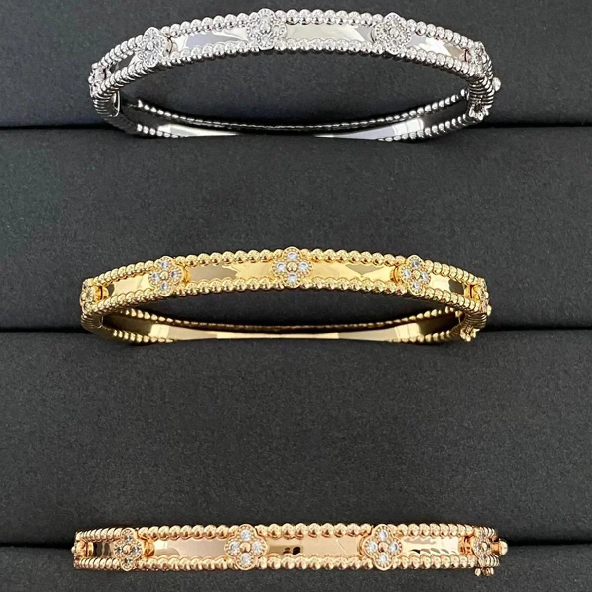 [Zalyn Jewelry ]CLOVER BRACELET 4MM DIAMONDS