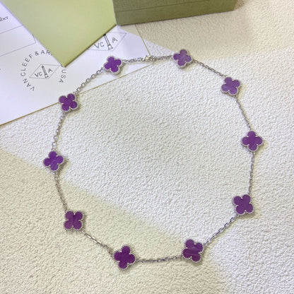 [Zalyn Jewelry ]CLOVER 10 MOTIFS  PURPLE VIOLET  NECKLACE