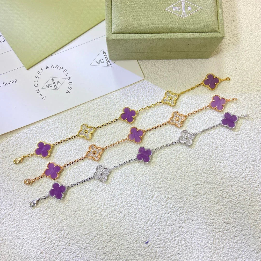 [Zalyn]LUCKY CLOVER 5-MOTIF BRACELET - VIOLET COLLECTION