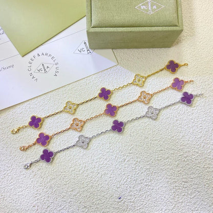 [Zalyn]LUCKY CLOVER 5-MOTIF BRACELET - VIOLET COLLECTION